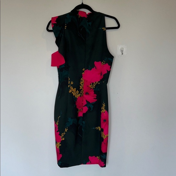 Black Halo One Shoulder Ruffle Floral Dress - Picture 4 of 7